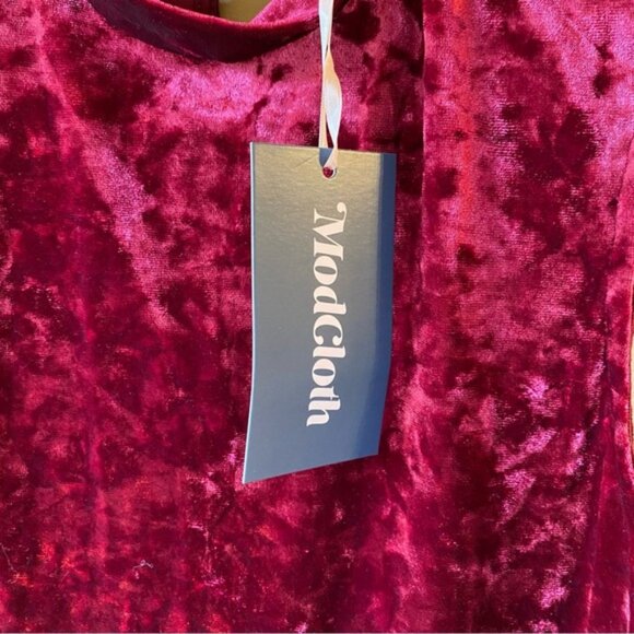 Modcloth Crushed Red Velvet Mini Dress - Size Medium - Picture 6 of 12